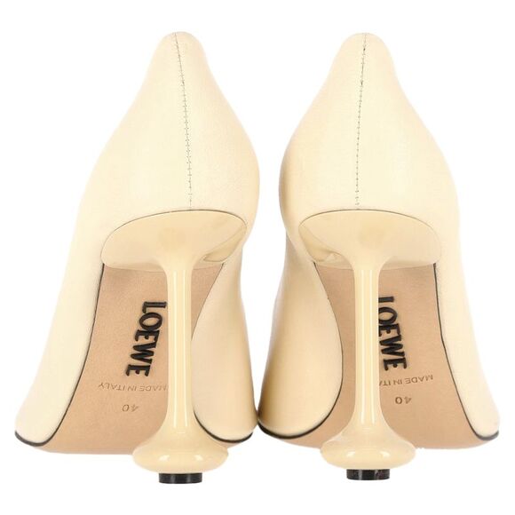 Loewe Toy 90mm Sculpted-Heel Pumps in Cream Calfskin Leather - Picture 5 of 6